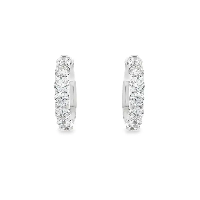 Round Diamond Huggie Earrings - 0.50  inch