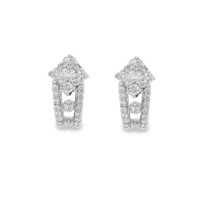 Gold Diamond Huggie Earrings - 0.60 inch