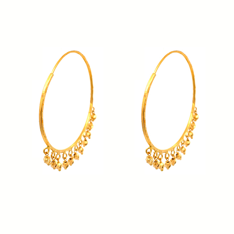 22k Gold Hoop Earrings - Diameter 1.5 inch