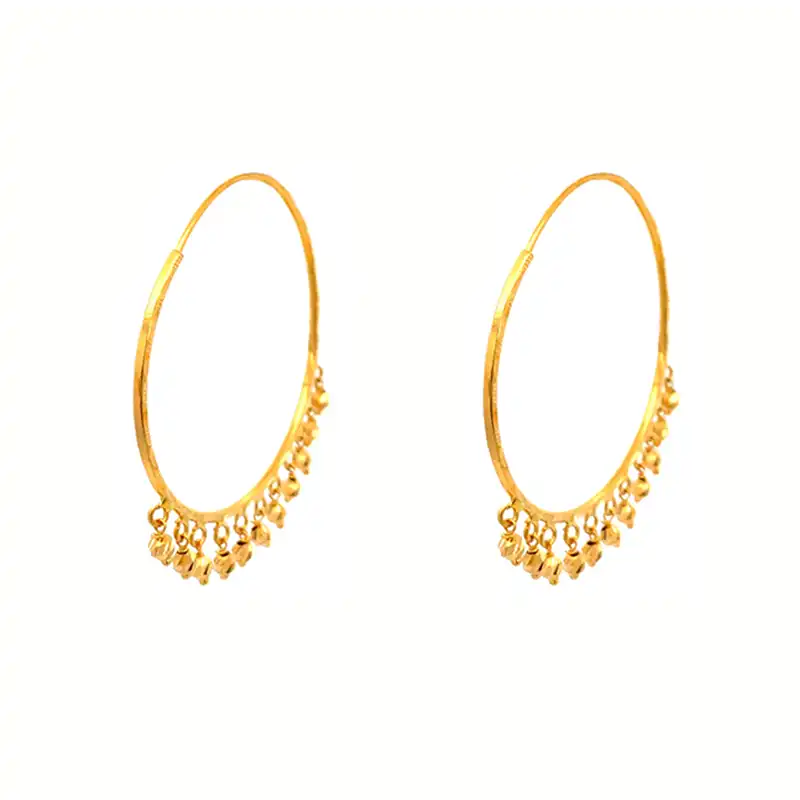 22k Gold Hoop Earrings - Diameter 1.5 inch