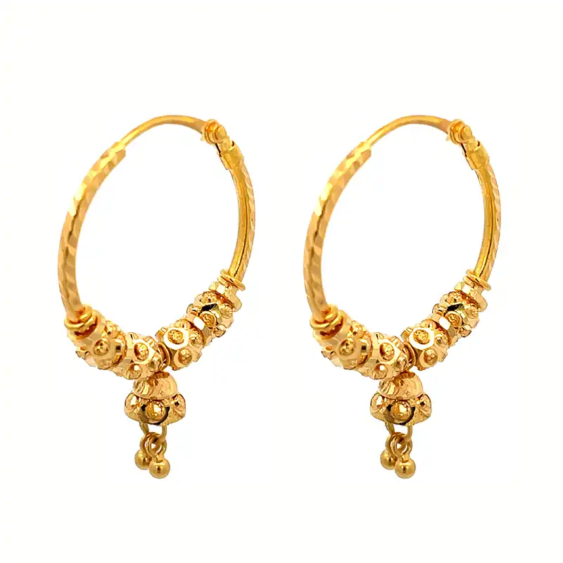 22k Gold Hoop Earrings - Diameter 25 mm