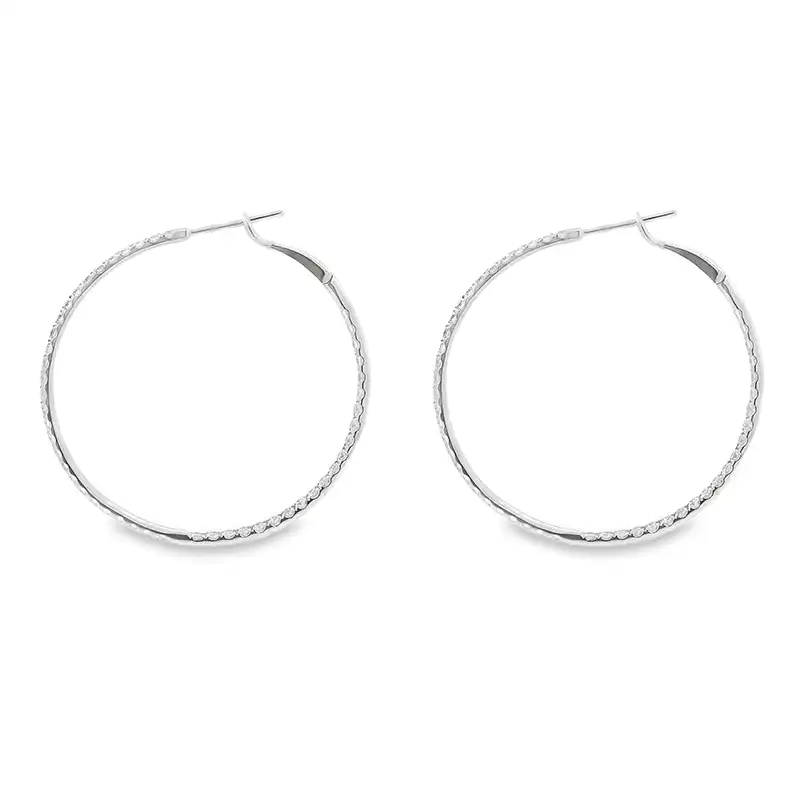 18K Gold Diamond Hoop Earrings