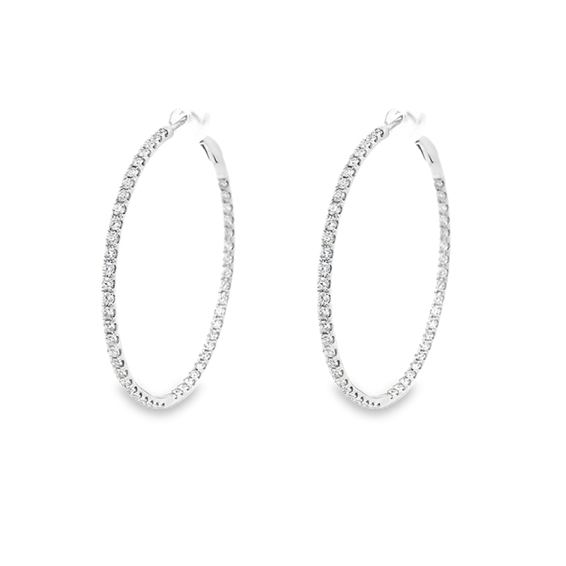 18K Gold Diamond Hoop Earrings