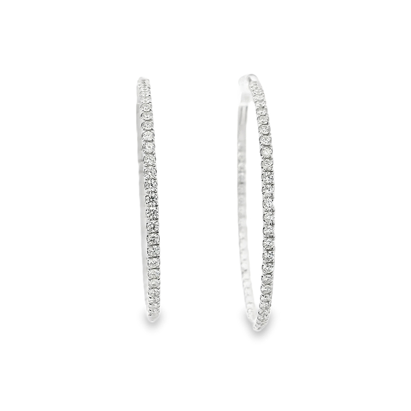 18K Gold Diamond Hoop Earrings