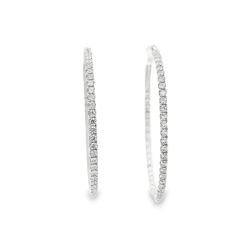 18K Gold Diamond Hoop Earrings