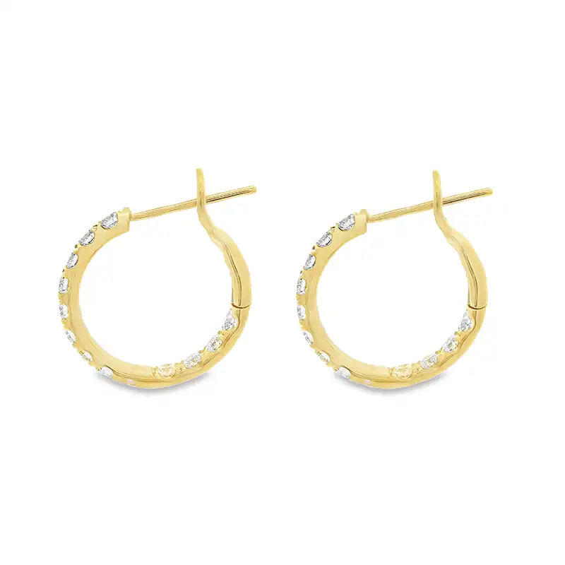 Elegant Round Diamond Hoop Earrings