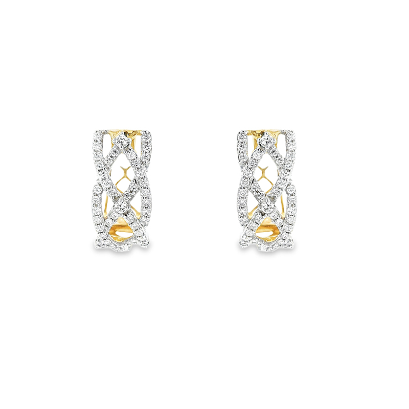 18K Gold Diamond Huggies Earrings - 0.7 inch