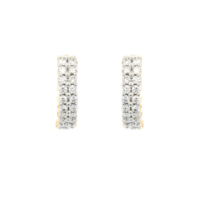 18K Yellow  Gold Diamond Huggies Earrings