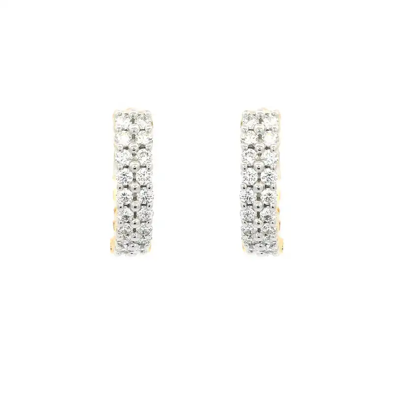 18K Yellow  Gold Diamond Huggies Earrings