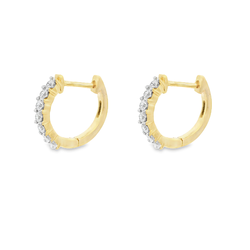 Mini 18K Gold Diamond Huggies Earrings -0.5 inch