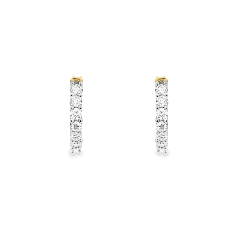 Mini 18K Gold Diamond Huggies Earrings -0.5 inch