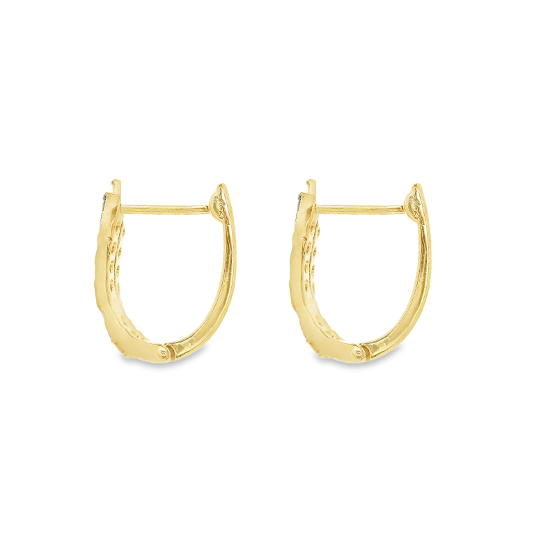 18K Gold Diamond Huggies Earrings - 0.7 inch