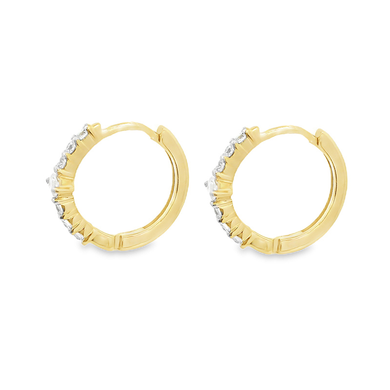 18K Yellow  Gold Diamond Huggies Earrings