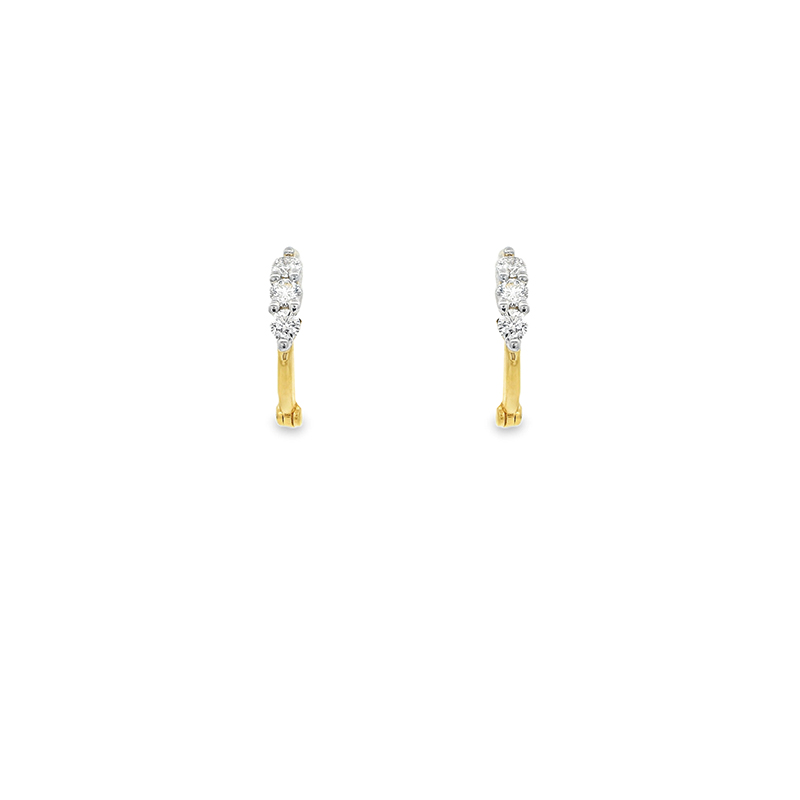 Mini Gold Diamond Huggies Earrings - 0.4 inch