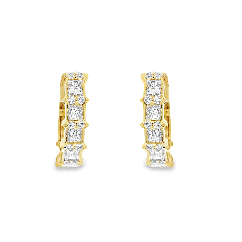 18K Gold Diamond Hoop Earrings