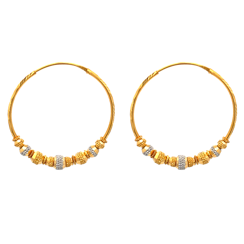 22k Two Tone Gold Hoop Earrings - Er-797