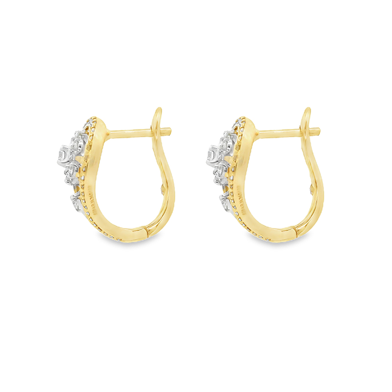 18K Gold Diamond Huggies Earrings - 0.6 inch