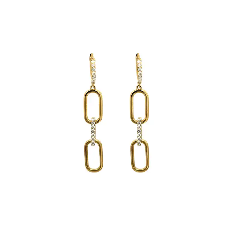 18K Gold Diamond Hanging Earrings