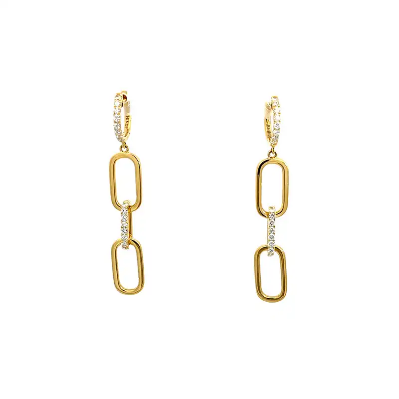 18K Gold Diamond Hanging Earrings