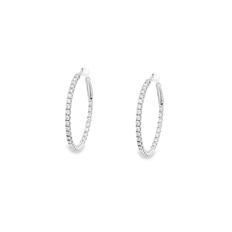 18K Gold Diamond Hoop Earrings