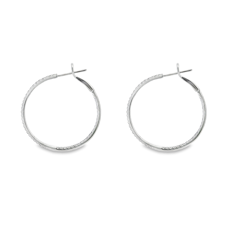 18K Gold Diamond Hoop Earrings