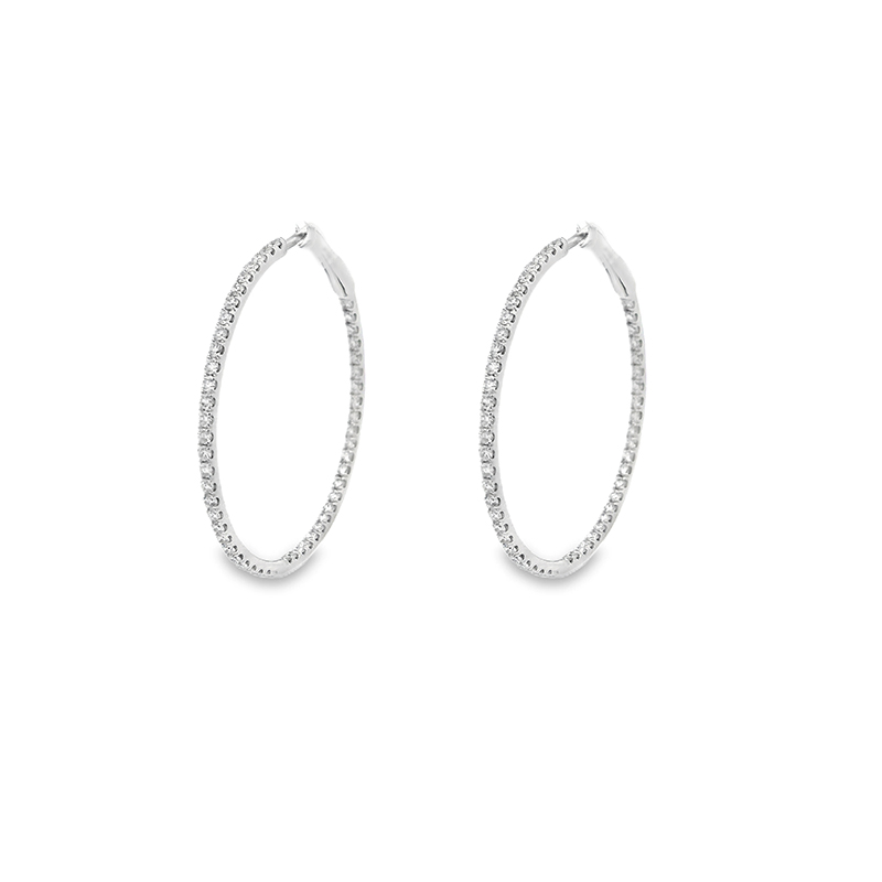 18K Gold Diamond Hoop Earrings