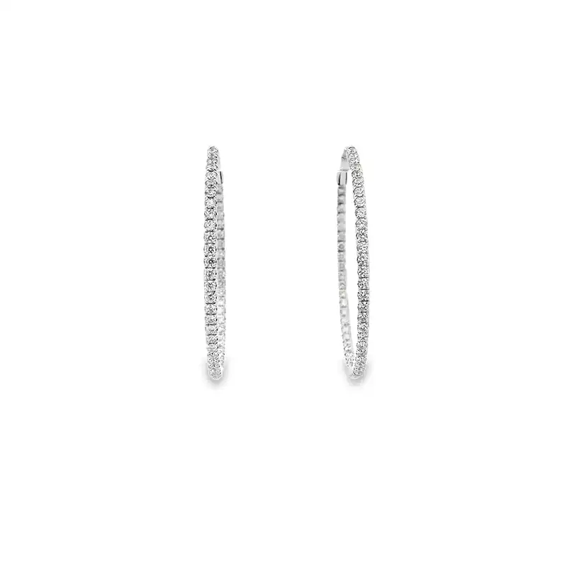 18K Gold Diamond Hoop Earrings