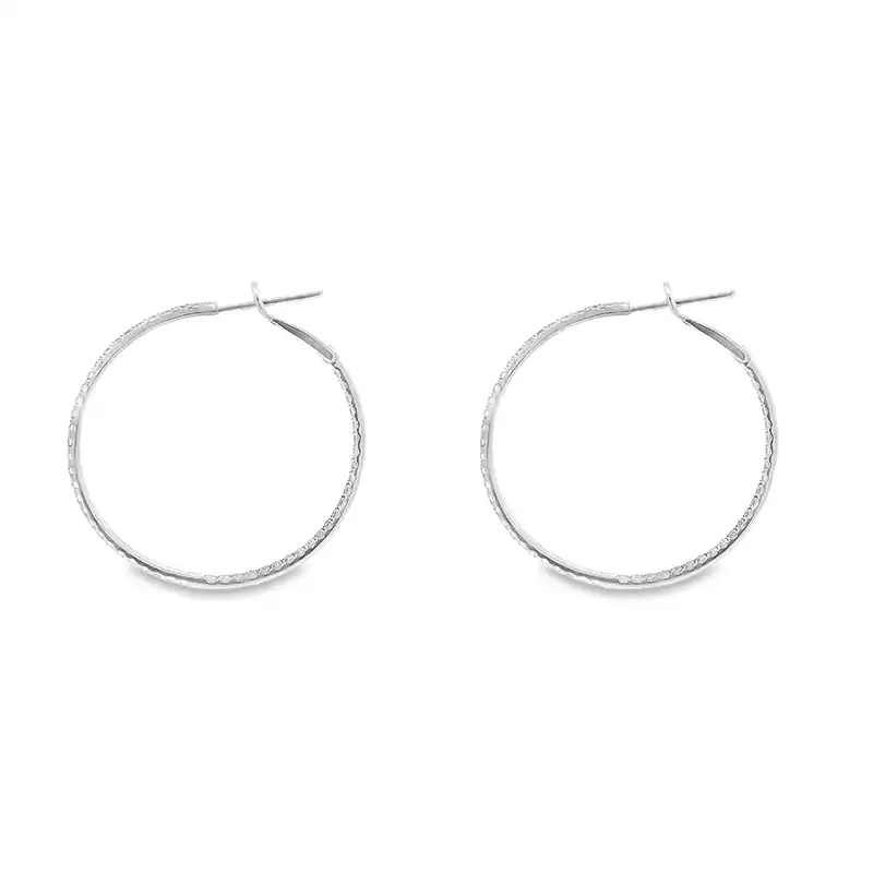 18K Gold Diamond Hoop Earrings