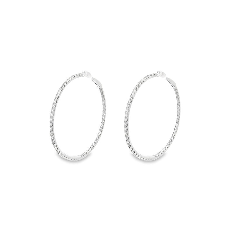 18K Gold Diamond Hoop Earrings