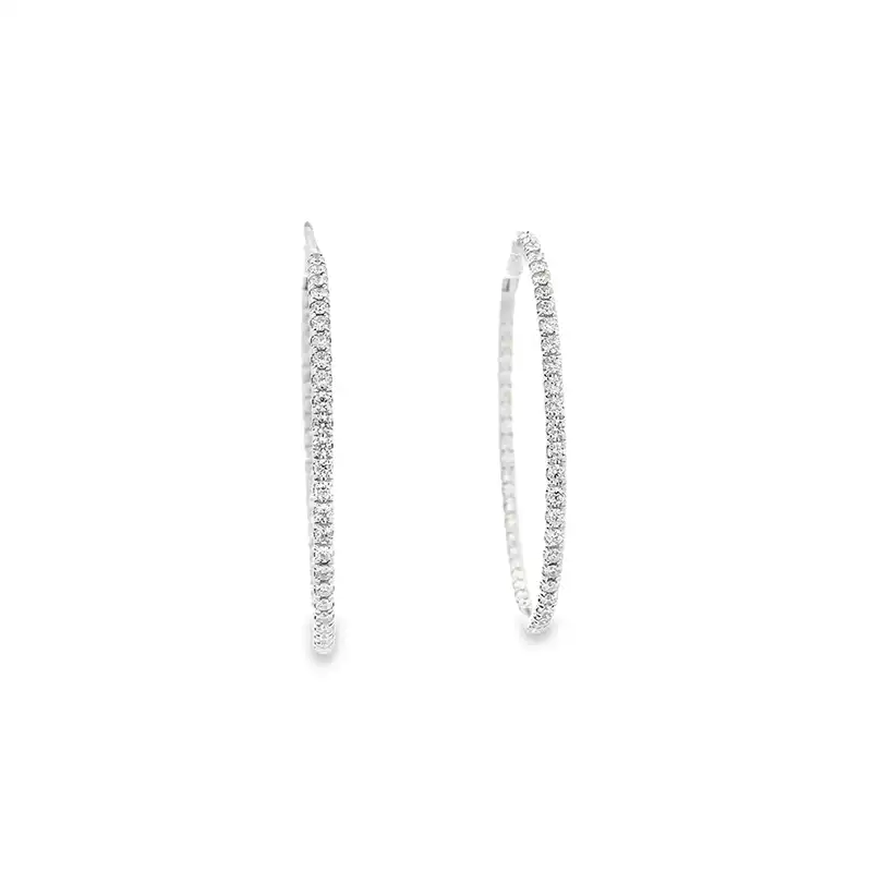 18K Gold Diamond Hoop Earrings