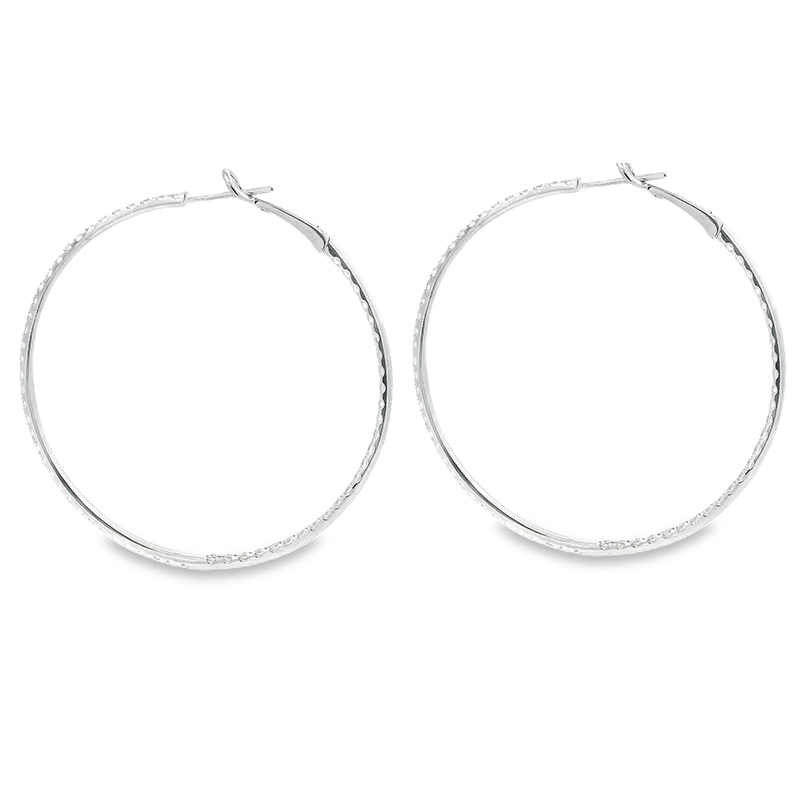 18K Gold Diamond Hoop Earrings