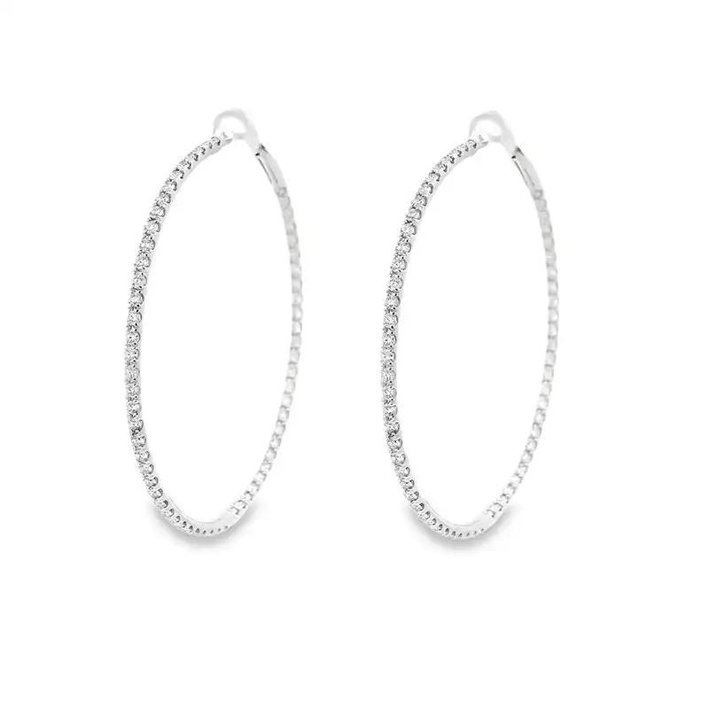 18K Gold Diamond Hoop Earrings