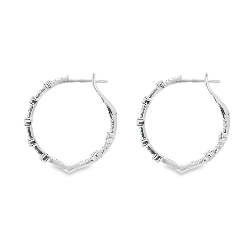 18K Gold Diamond Hoop Earrings -1 inch