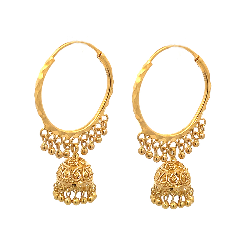 22K Gold Hoop earrings with Jhumka