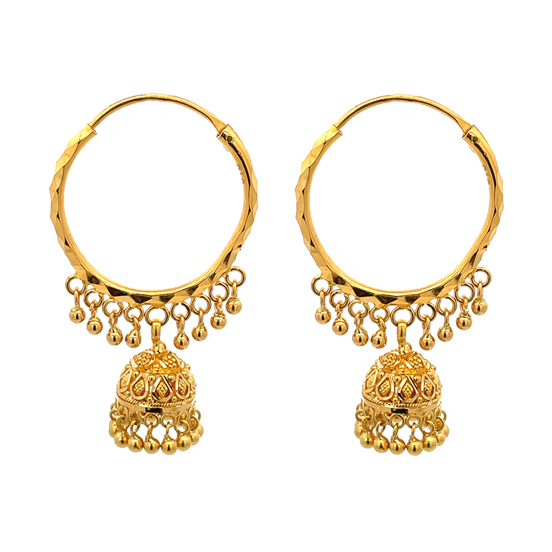 22K Gold Hoop earrings with Jhumka