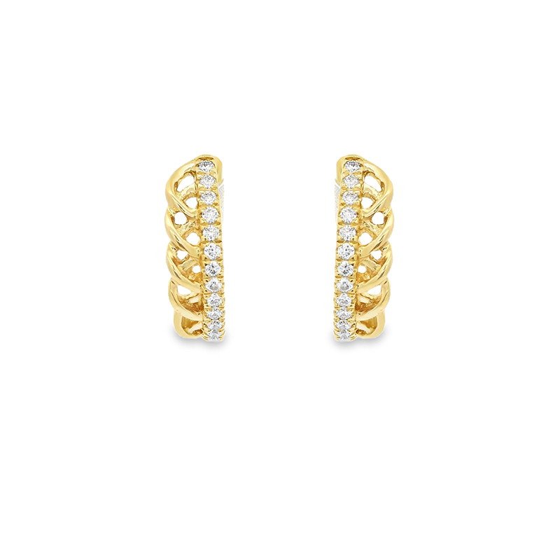 Mini Gold Diamond Huggies Earrings - 0.4 inch