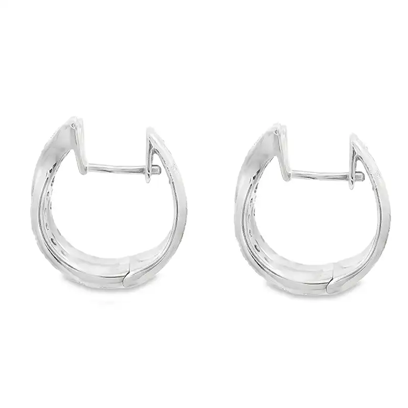 18K White Gold Diamond Hoop Earrings