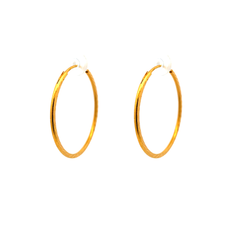 Bold 22K Yellow Gold Earrings - 36 mm