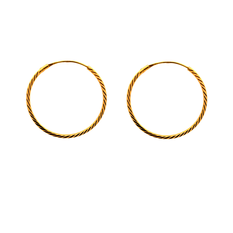 Bold 22K Yellow Gold Earrings - 36 mm