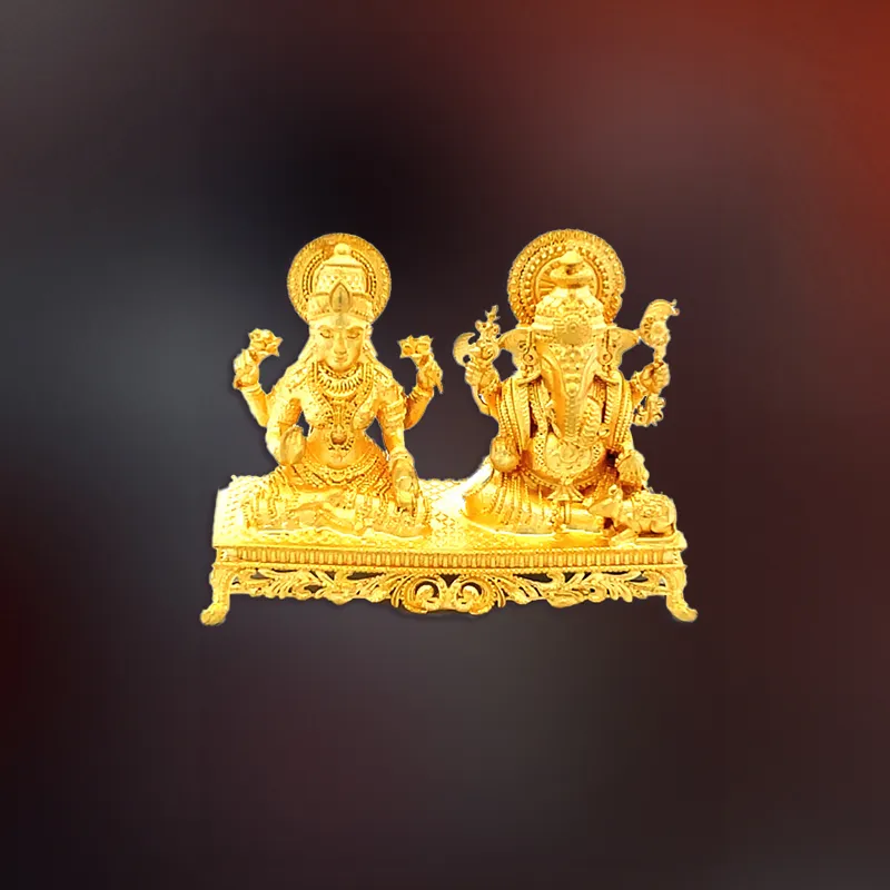 Laxmi Ganesh Statue in 22K Gold | Spiritual Puja Vastu