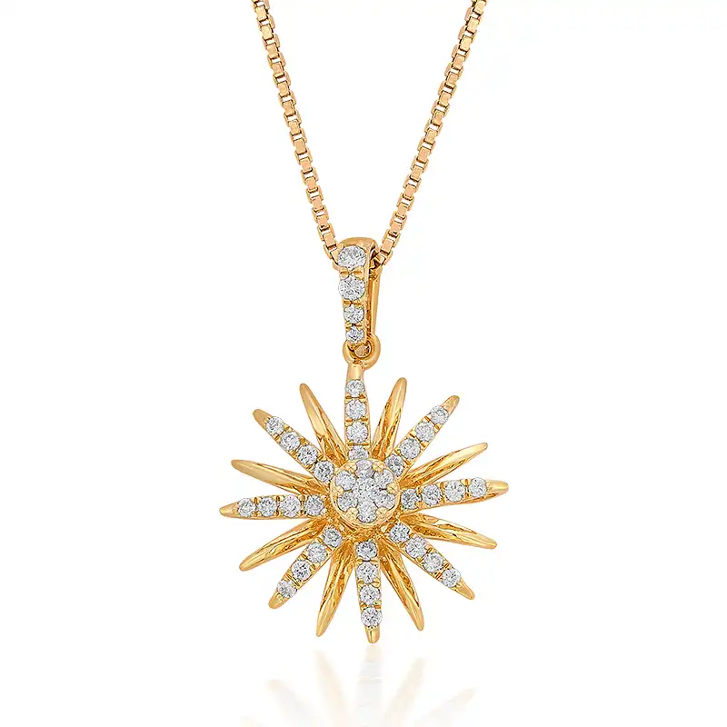 Sun-kissed, Lively Diamond Pendant & Studs