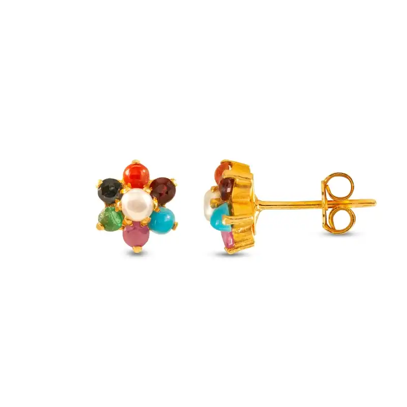 Ethnic Floral 22K Yellow Gold Earrings