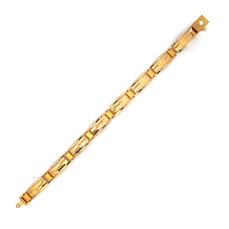 22K Yellow Gold Interlocking Link Chain Bracelet - 8.3 inch