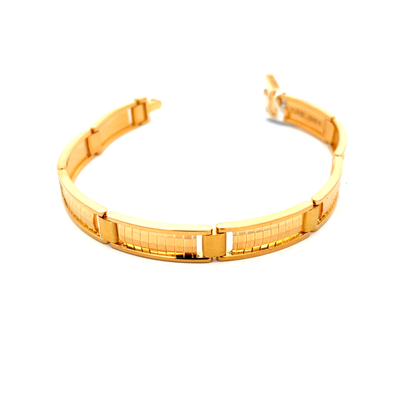 22K Yellow Gold Interlocking Link Chain Bracelet - 8.3 inch