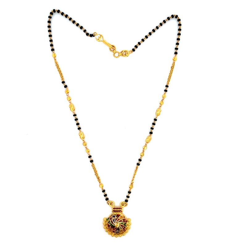 Gold Mangalsutra with Minakari