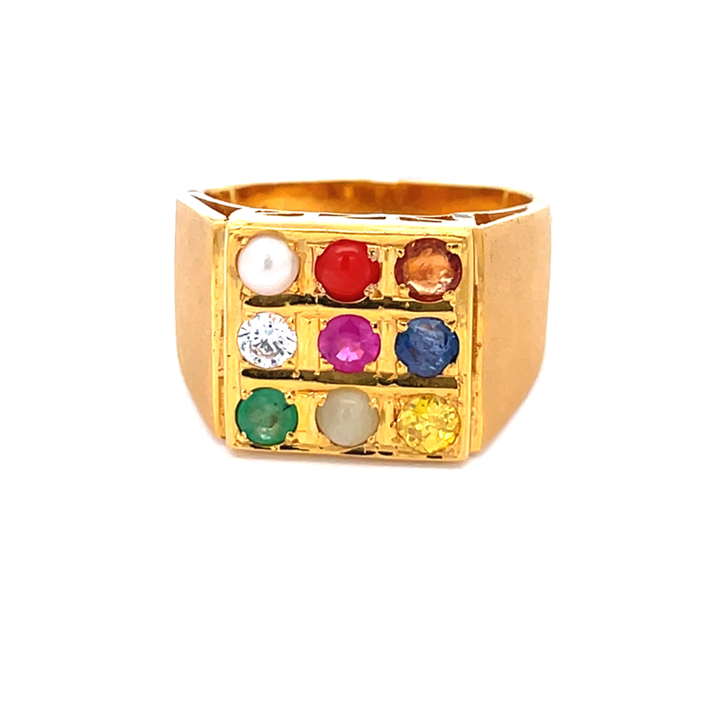 Navratna - 22K Gold Men's Ring Size 10.00