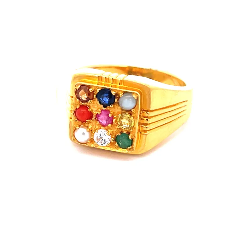 Navratna - 22K Gold Men's Ring Size 8.50