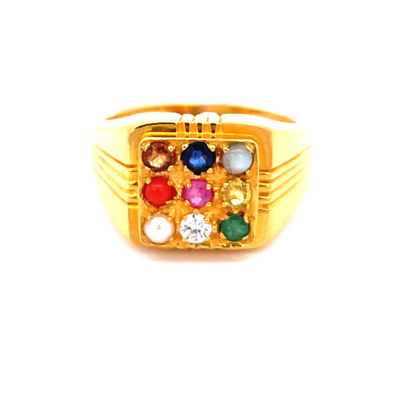 Navratna - 22K Gold Men's Ring Size 8.50