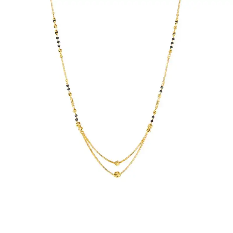 22K Yellow Gold and Black Beaded Mangalsutra Layered Necklace