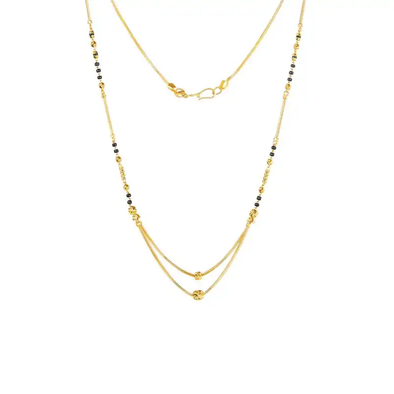 22K Yellow Gold and Black Beaded Mangalsutra Layered Necklace